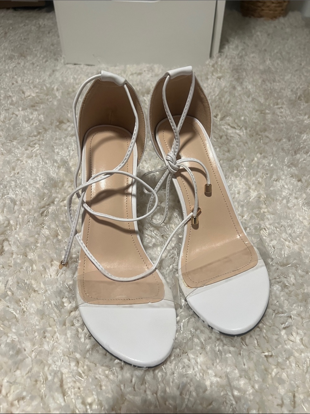 Women’s White Lace-Up Strappy Sandals